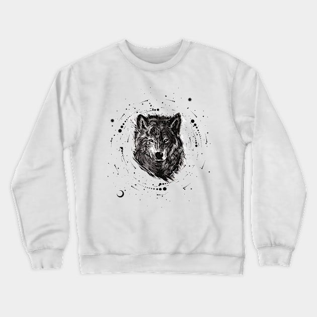 Wolf in space Crewneck Sweatshirt by RIX ART